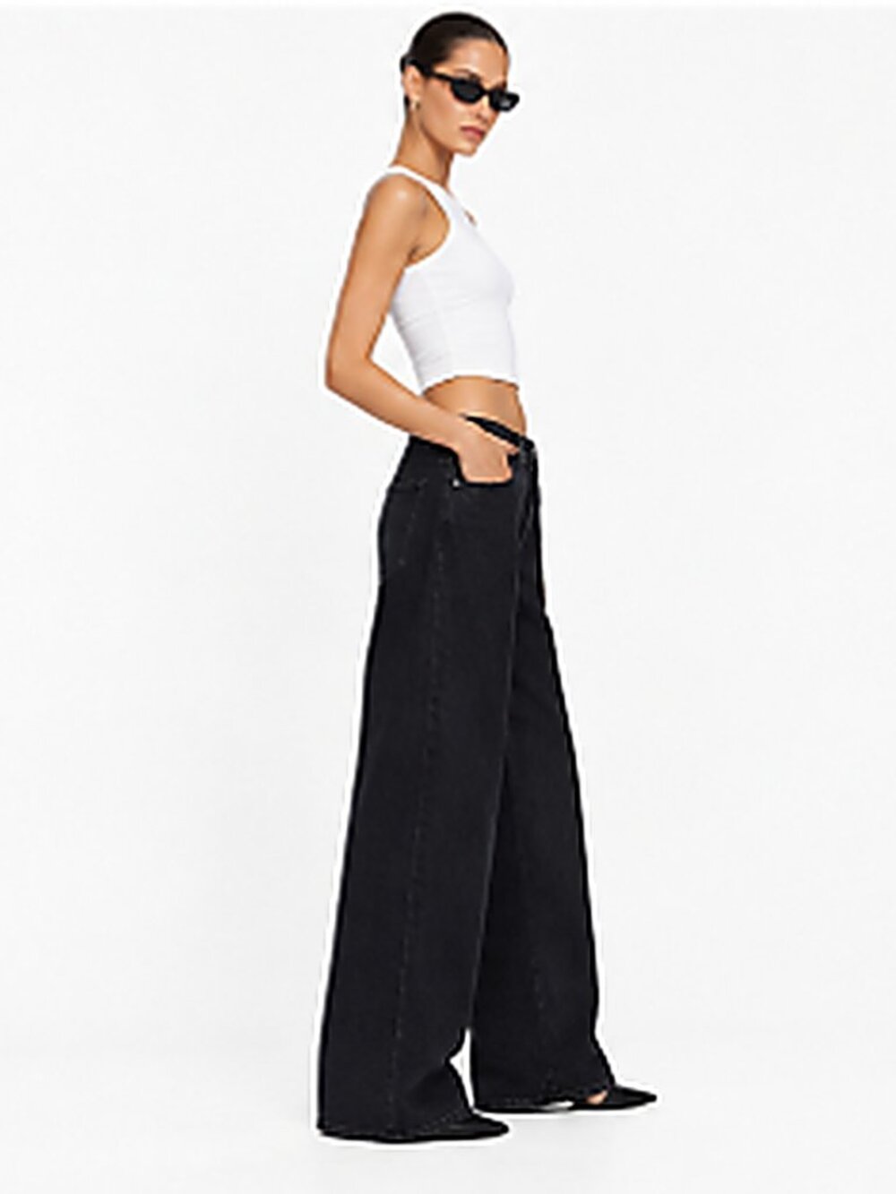 NWT Alice + Olivia Trish Low Rise Baggy Wide Leg Jeans - Black Size 26